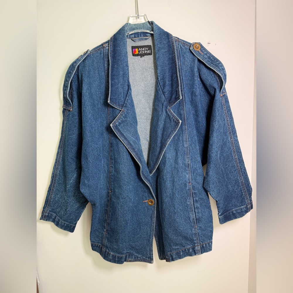 VINTAGE 90s ANDY JOHNS rigid denim JACKET